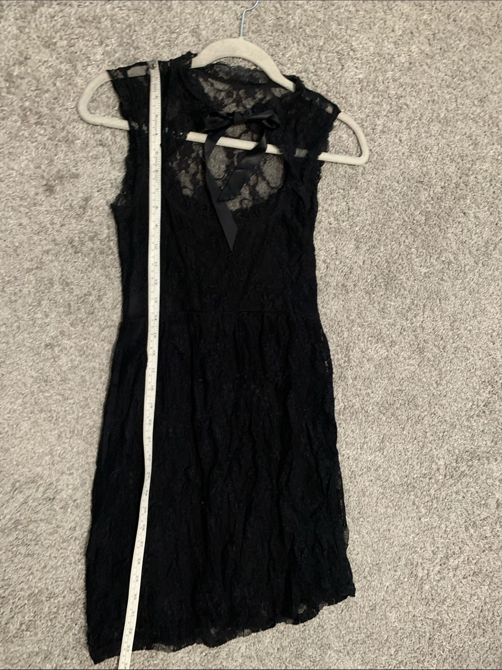 Lip Service Black Lace Tie Neck Sheath Dress - Picture 5 of 8